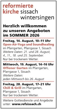 Inserat: Open-Air-Yoga und Soundhealing