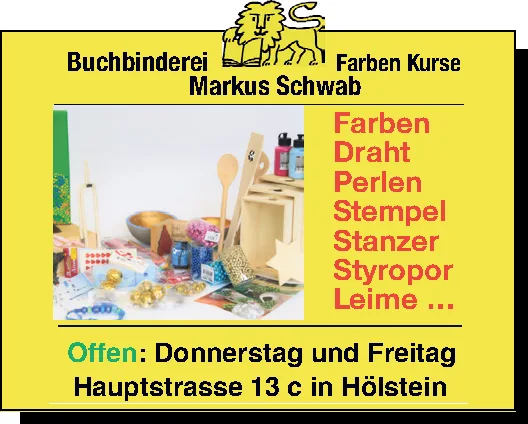Verschiedene Bastelmaterialien wie Farben, Perlen, Draht und Stempel liegen auf einem Tisch.
