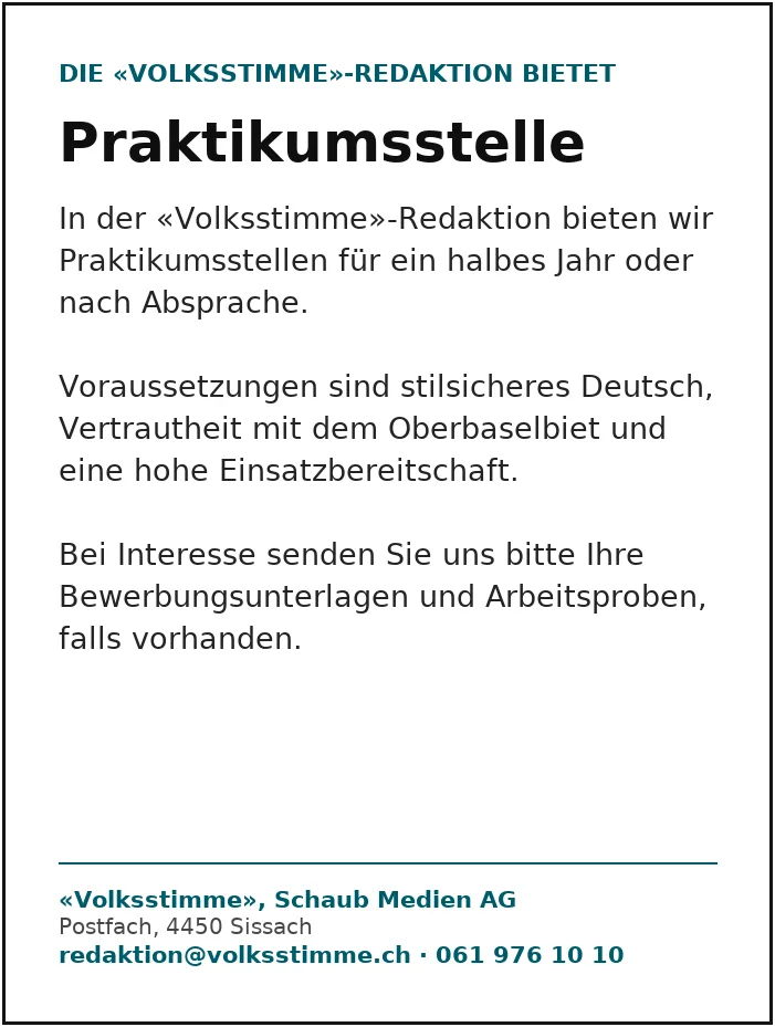 Stelleninserat: Die «Volksstimme»-Redaktion bietet Praktikumsstellen für ein halbes Jahr oder nach Absprache.